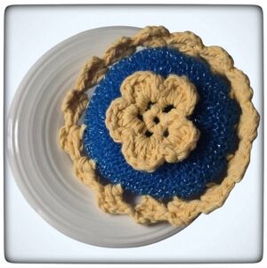 Kitchen Spring Flower Nylon Scrubby  With Sink Ceramic Storage Plate Holder-OS